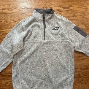 Eagles Antigua Heather Gray Quarter-Zip Sweater
